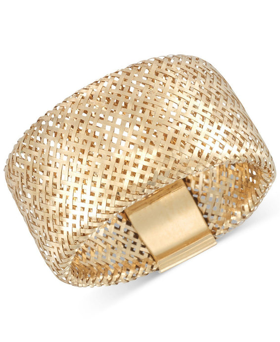 Openwork Mesh Stretch Ring in 14k Gold, Made in Italy